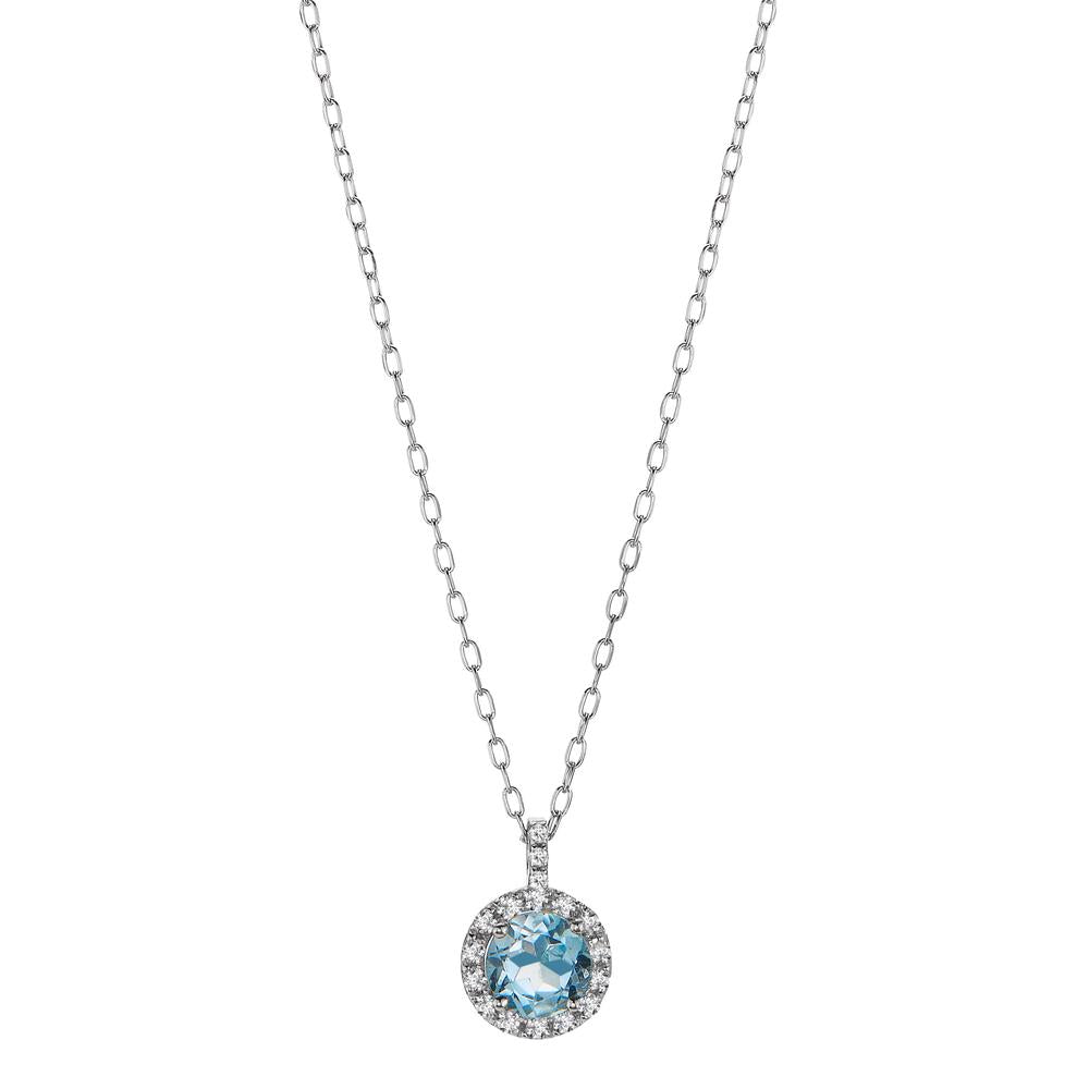 Collier 750/18K witgoud Diamant 0.096 ct, w-si, Topaas 40-42 cm