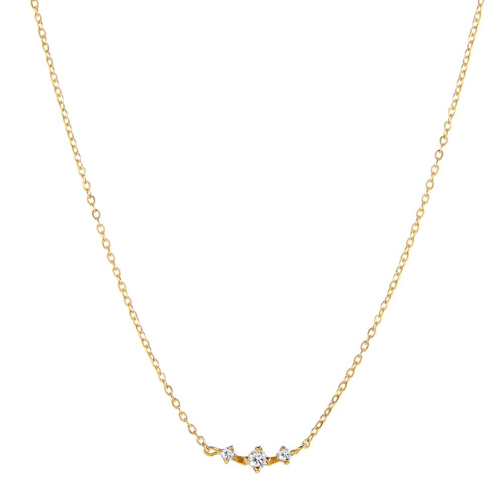 Collier 750/18K geel goud Diamant 0.05 ct, 3 Steen, w-si 40-42 cm