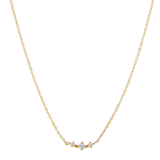 Collier 750/18K geel goud Diamant 0.05 ct, 3 Steen, w-si 40-42 cm