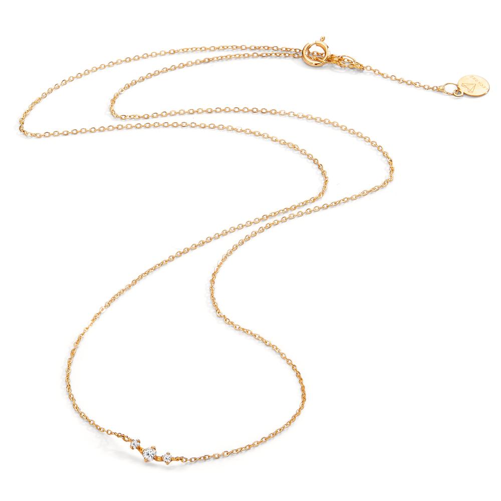 Collier 750/18K geel goud Diamant 0.05 ct, 3 Steen, w-si 40-42 cm