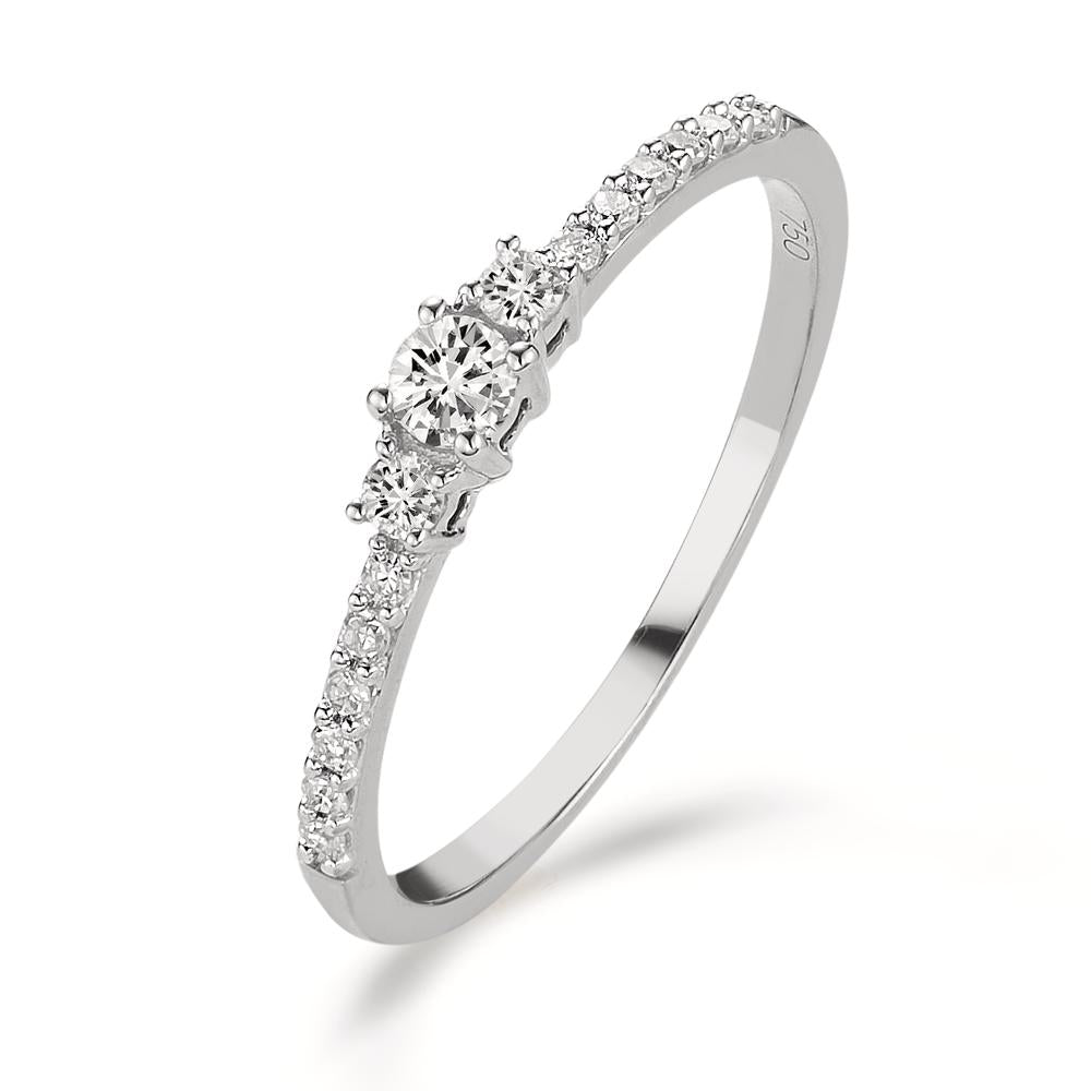 Ring 750/18K krt witgoud Diamant 0.20 ct, 15 Steen, w-si