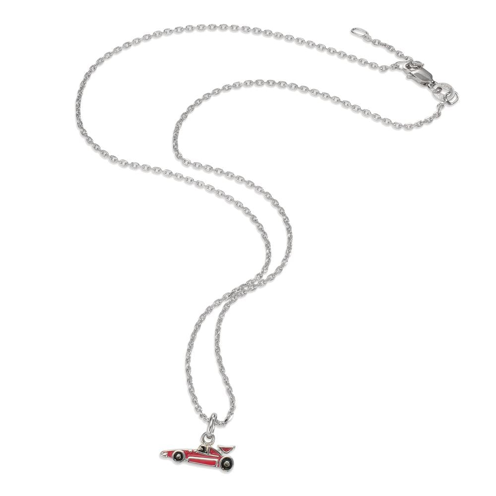 Collier met hanger Zilver Gerhodineerd Race auto 38-40 cm