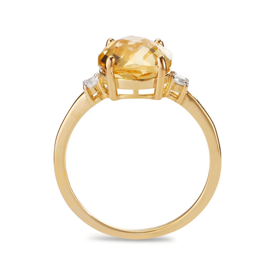 Ring 375/9 krt geel goud Citrien, Zirkonia 2 Steen