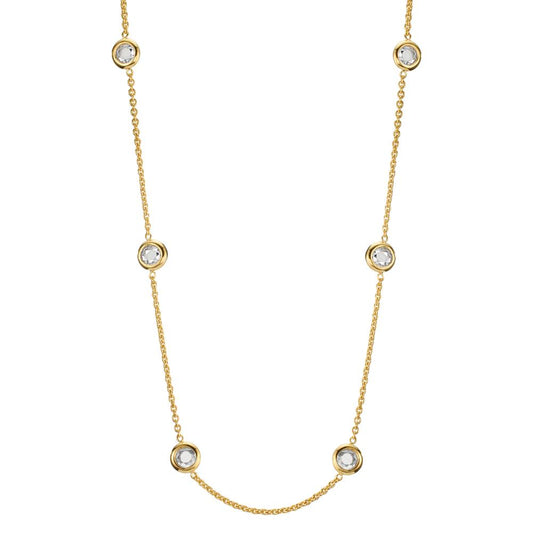 Collier 375/9K geel goud Zirkonia 6 Steen 42-45 cm