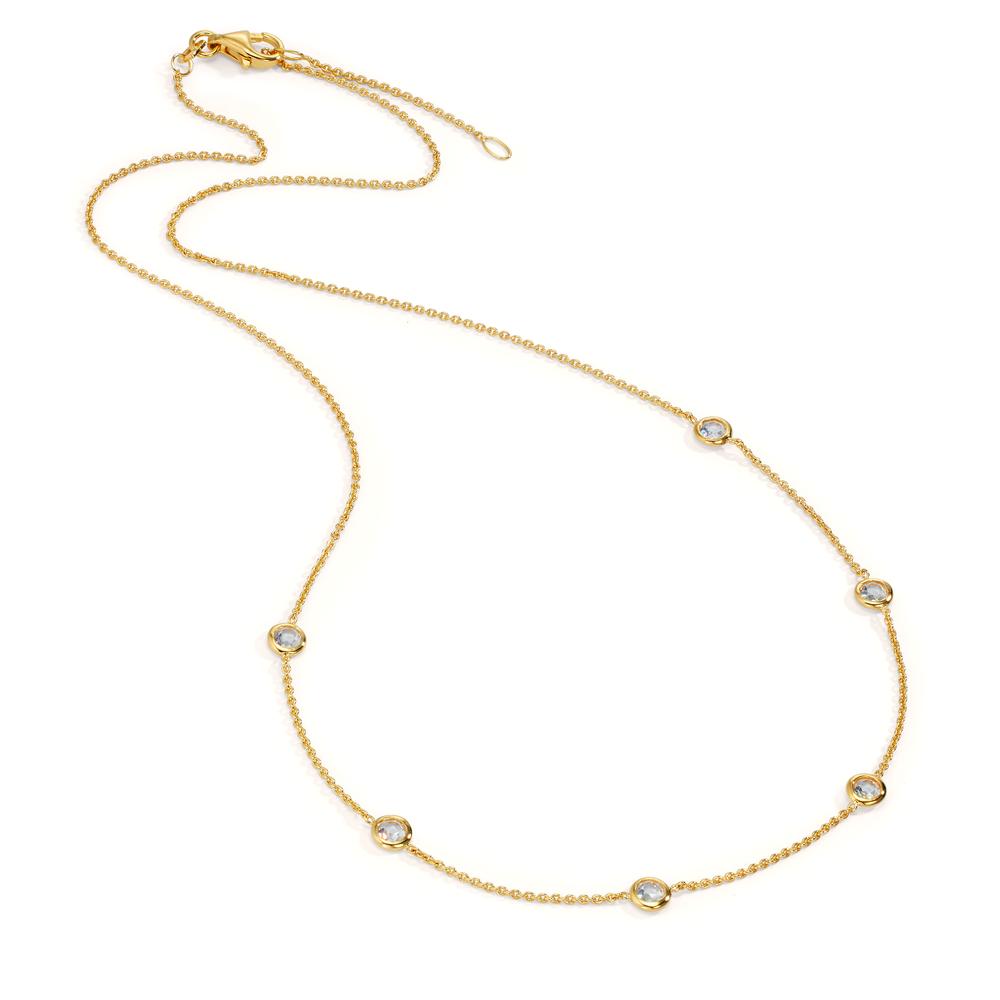 Collier 375/9K geel goud Zirkonia 6 Steen 42-45 cm