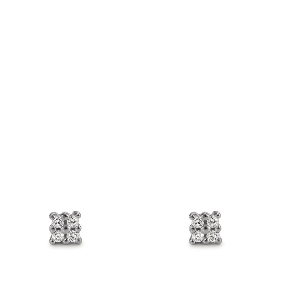 Oorknoppen 750/18K witgoud Diamant 0.04 ct, 8 Steen, p1 Ø2.7 mm