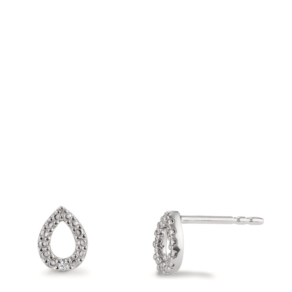 Oorknoppen 750/18K witgoud Diamant 0.01 ct, 2 Steen, p1