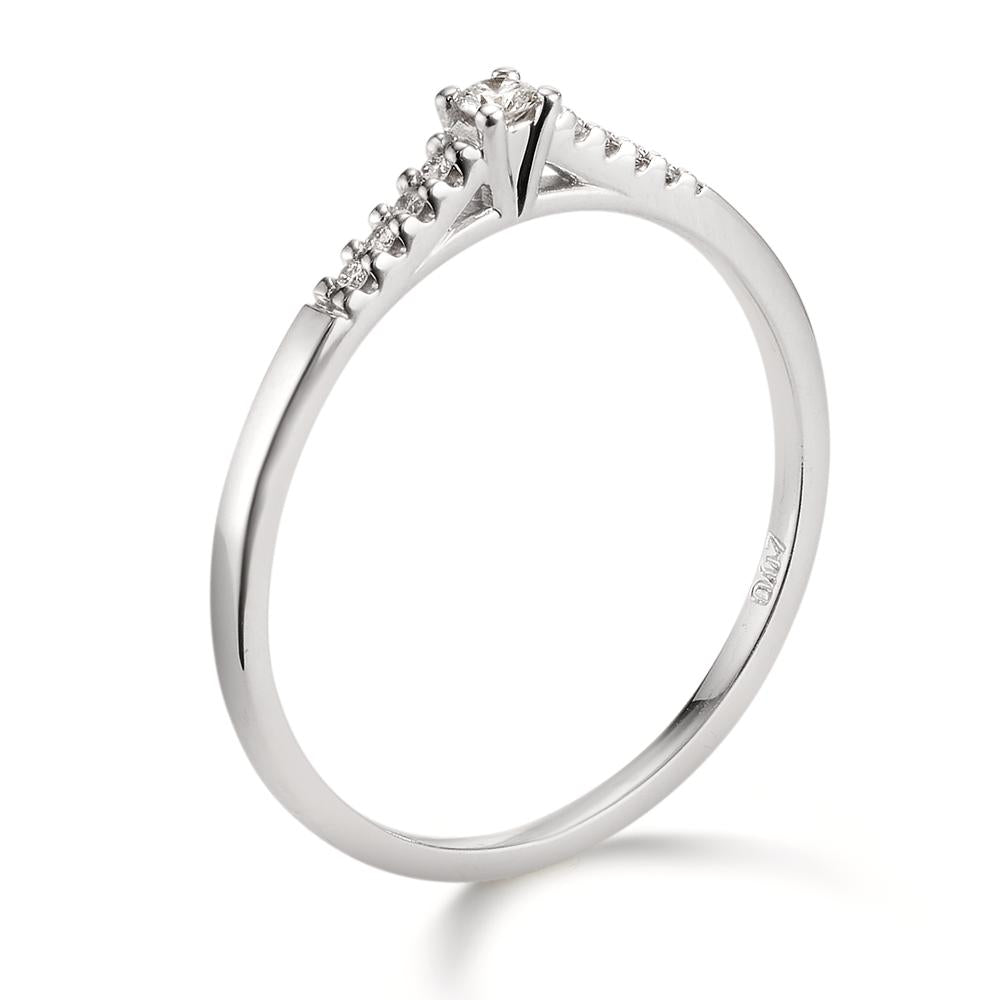 Solitaire ring 750/18K krt witgoud Diamant 0.07 ct, 9 Steen, w-si