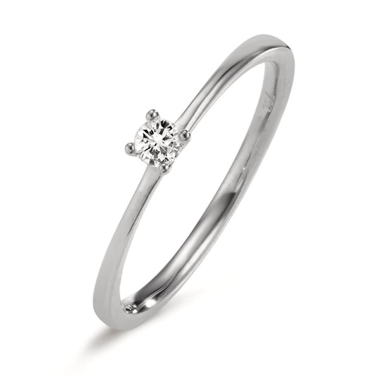 Solitaire ring 750/18K krt witgoud Diamant 0.10 ct, w-si
