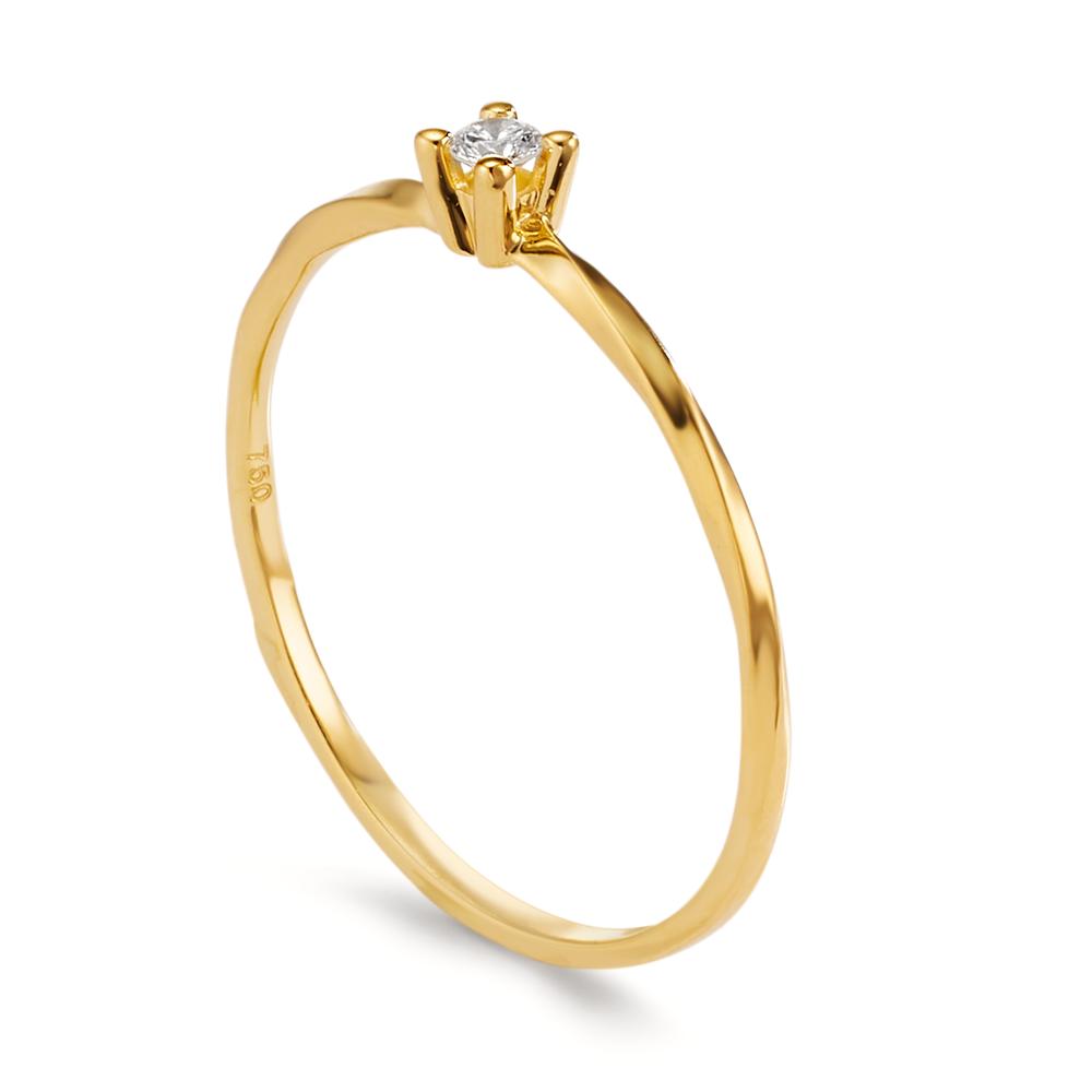 Solitaire ring 750/18 krt geel goud Diamant 0.04 ct, w-si