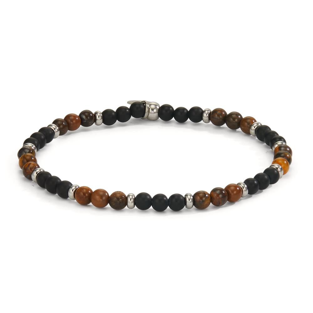 Armband Roestvrijstaal Tijgeroog, Onyx 19 cm Ø4.5 mm