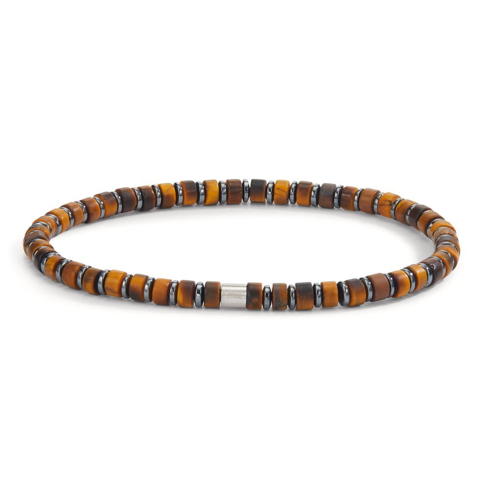 Armband Roestvrijstaal Tijgeroog, Hematiet 20 cm Ø4.5 mm