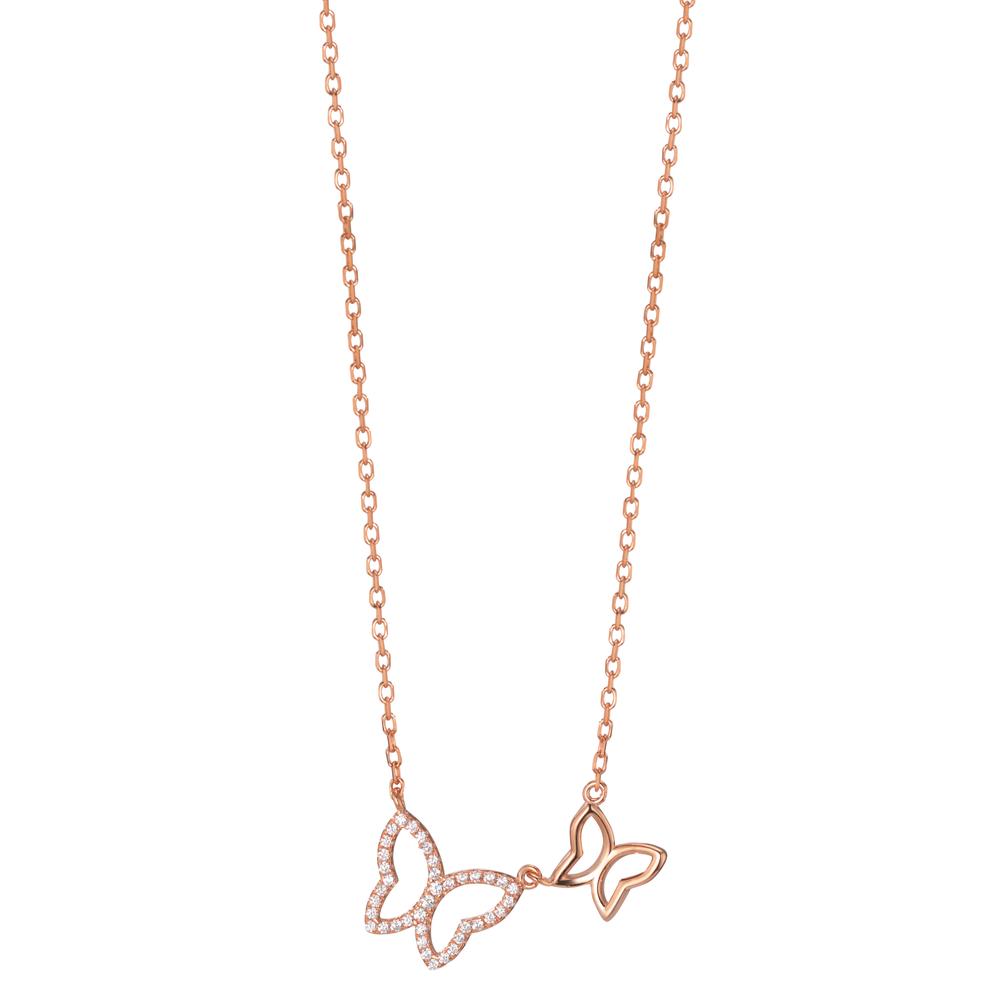 Collier Zilver Zirkonia Rosé Verguld Vlinder 40-45 cm