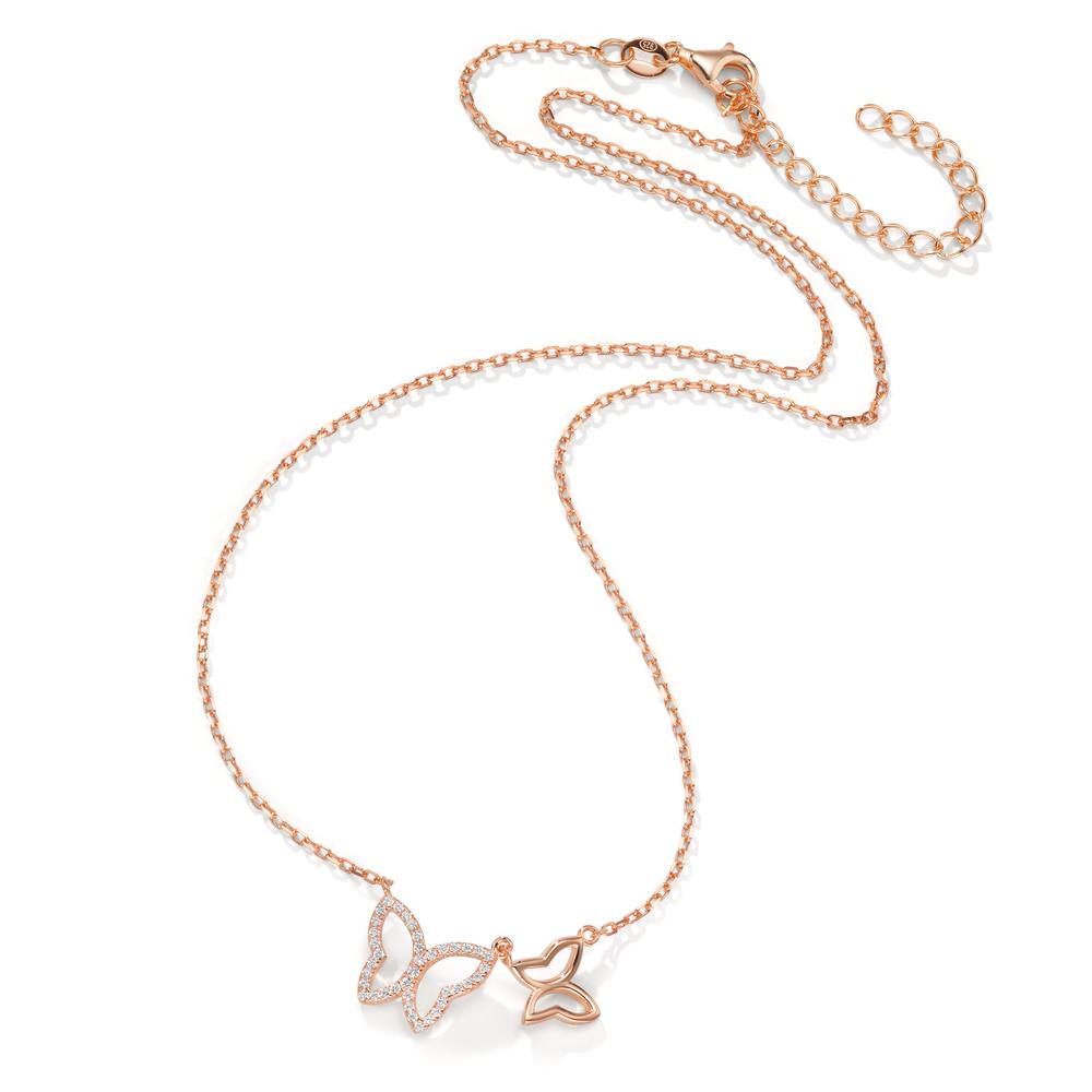 Collier Zilver Zirkonia Rosé Verguld Vlinder 40-45 cm