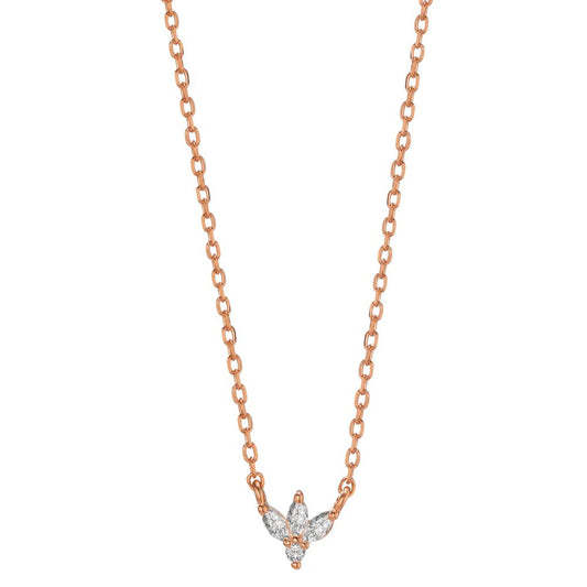 Collier Zilver Zirkonia 4 Steen Rosé Verguld 38-42 cm