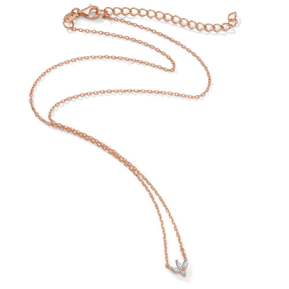 Collier Zilver Zirkonia 4 Steen Rosé Verguld 38-42 cm