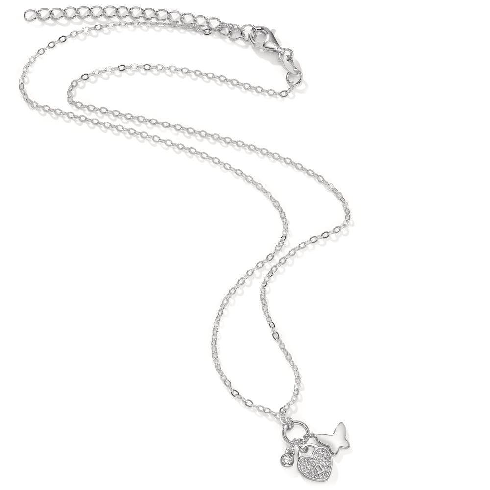 Collier Zilver Zirkonia Gerhodineerd Hart 40-45 cm