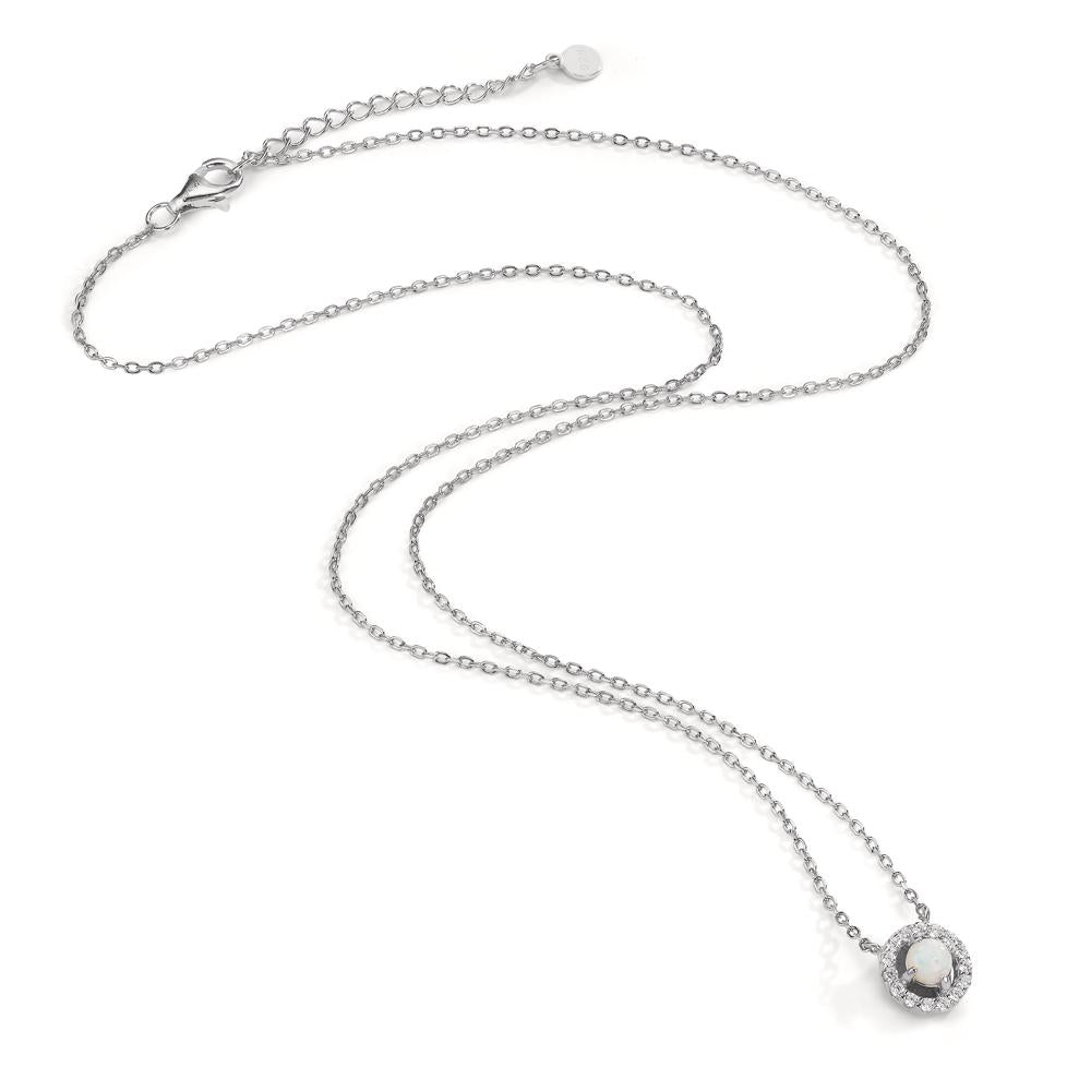 Collier Zilver Zirkonia, [synth. Opal] Gerhodineerd 42-45 cm