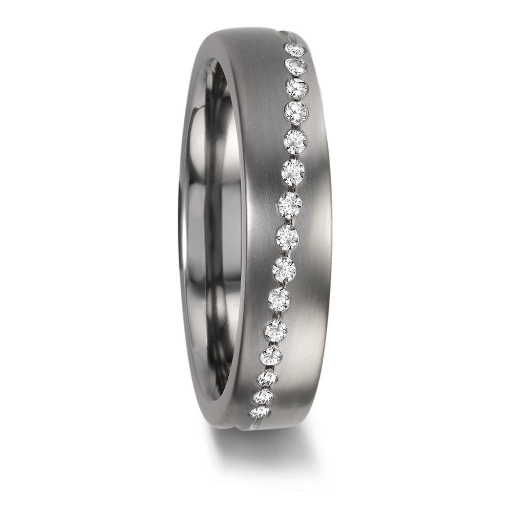 Partnerring 999 Tantaal, 950 Platina Diamant 0.15 ct, 15 Steen, w-si