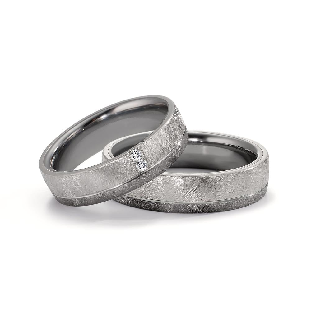 Partnerring 999 Tantaal, 950 Platina Diamant 0.04 ct, 2 Steen, w-si