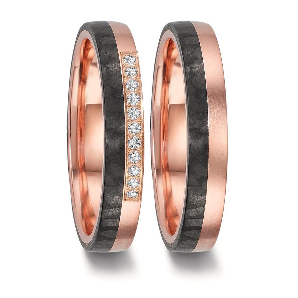 Partnerring 750/18K rood goud, Carbon