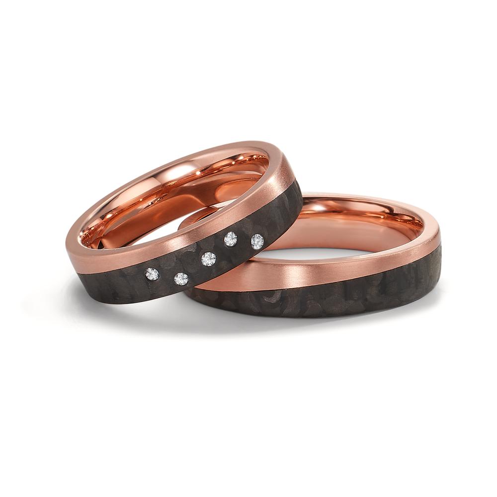 Partnerring 750/18 krt rood goud, Carbon