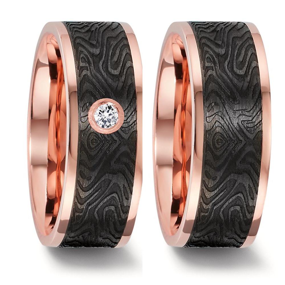 Partnerring 750/18K rood goud, Carbon