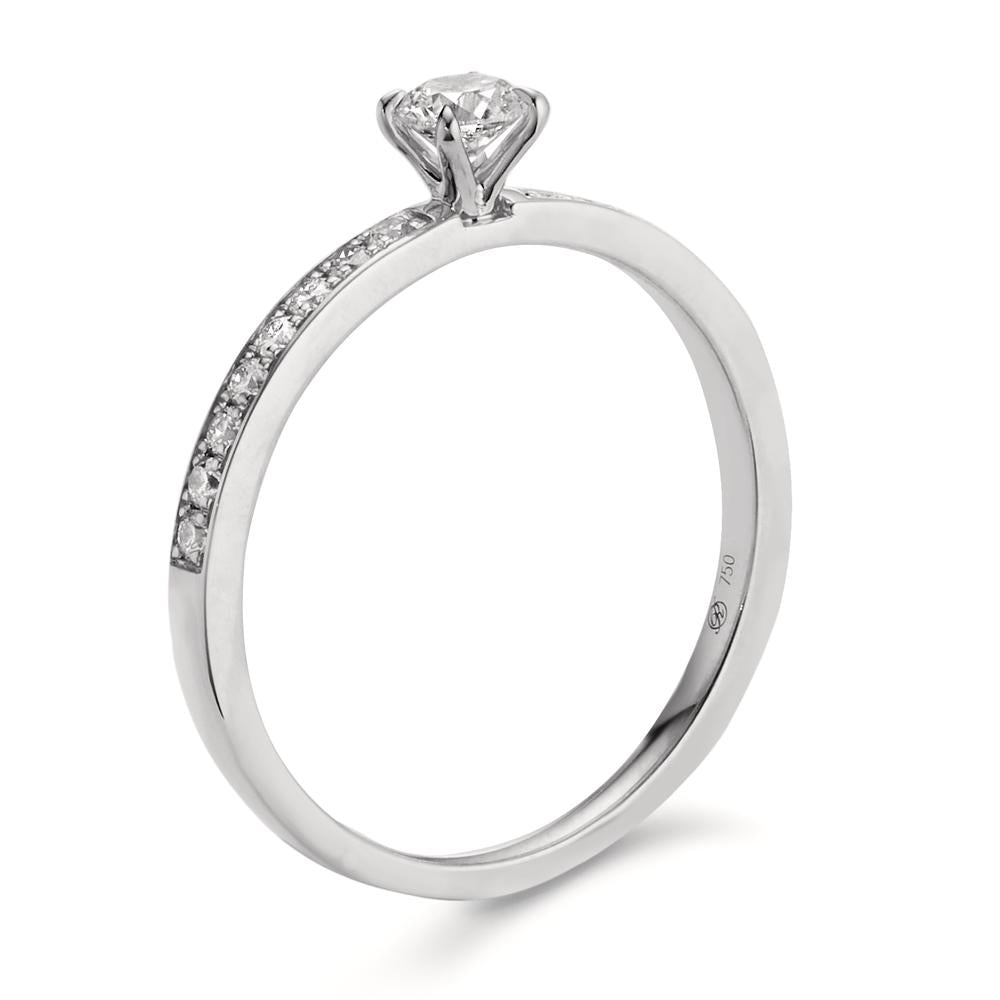 Solitaire ring 950 Platina Diamant 0.34 ct, 17 Steen, w-si