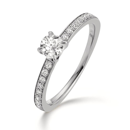 Solitaire ring 950 Platina Diamant 0.50 ct, 19 Steen, w-si