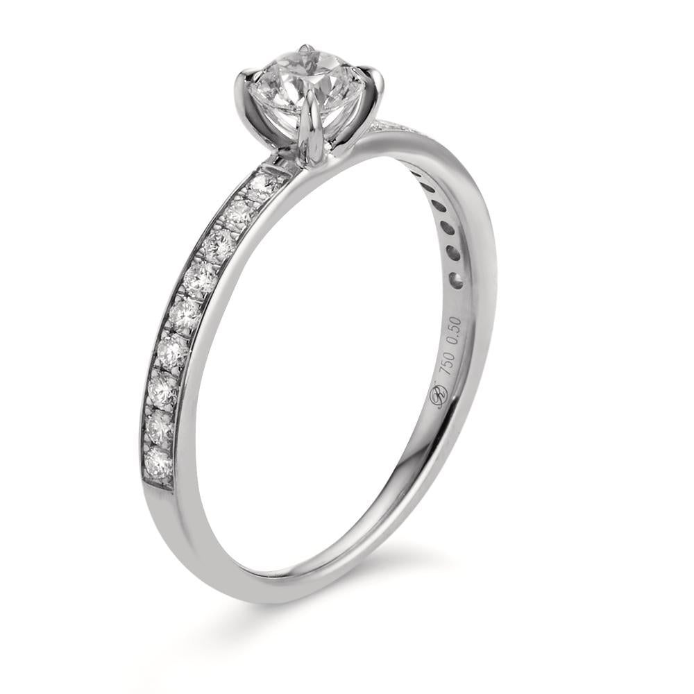 Solitaire ring 950 Platina Diamant 0.50 ct, 19 Steen, w-si