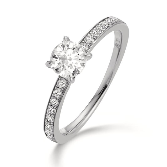 Solitaire ring 950 Platina Diamant 0.65 ct, 19 Steen, w-si