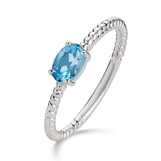 Ring 375/9K witgoud Topaas blauw