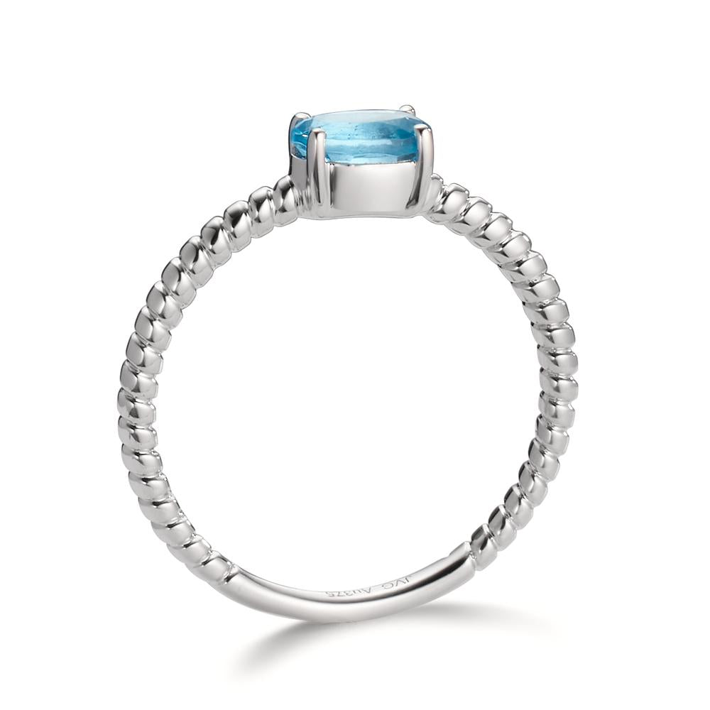 Ring 375/9 krt witgoud Topaas blauw