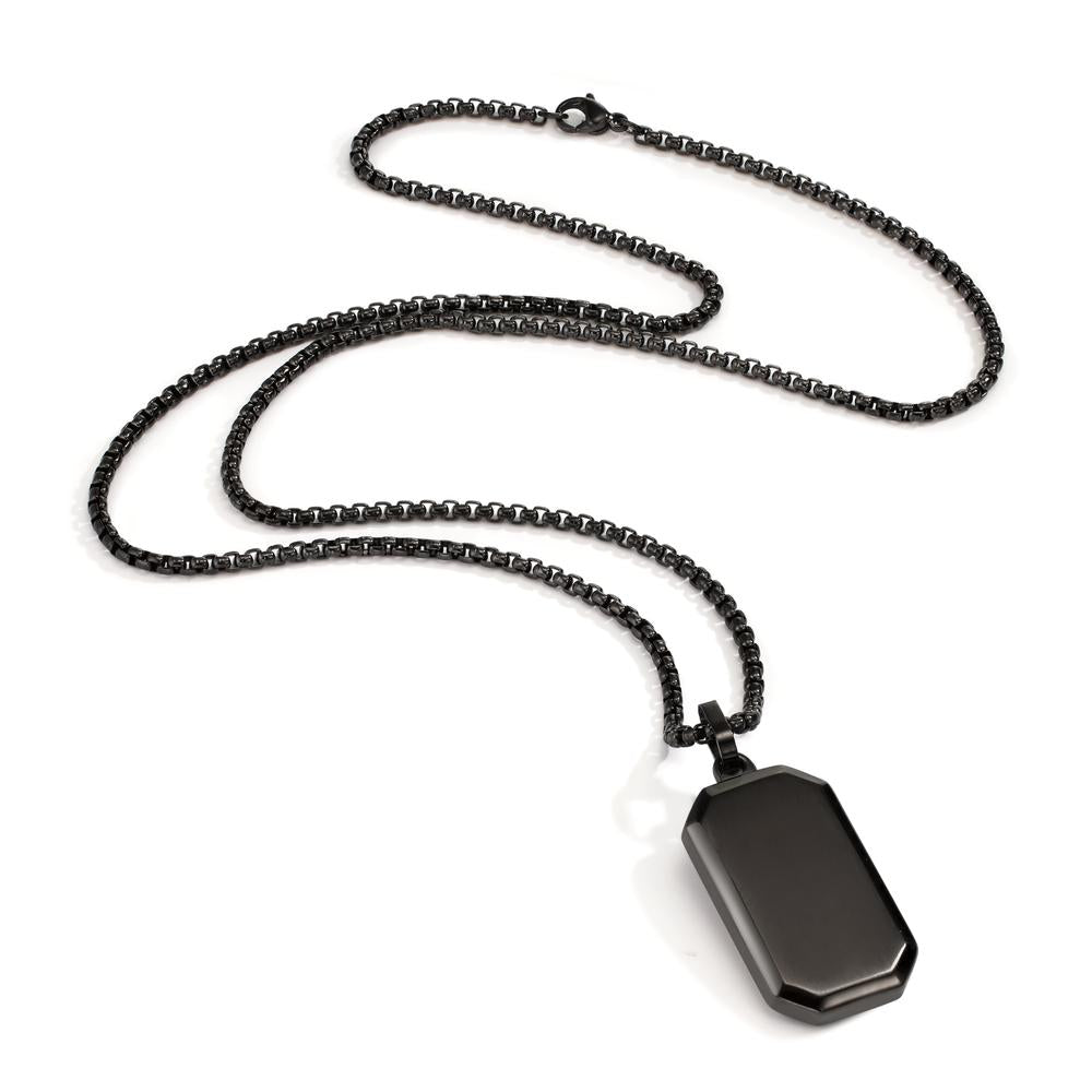 Collier met hanger Roestvrijstaal Zwart IP-gecoat 55 cm