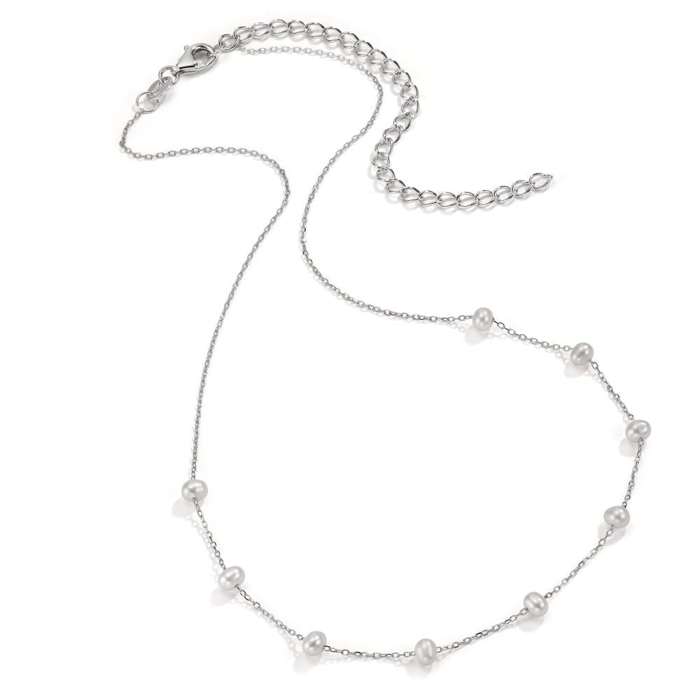 Collier Zilver Zirkonia Gerhodineerd zoetwater Parel 34-42 cm