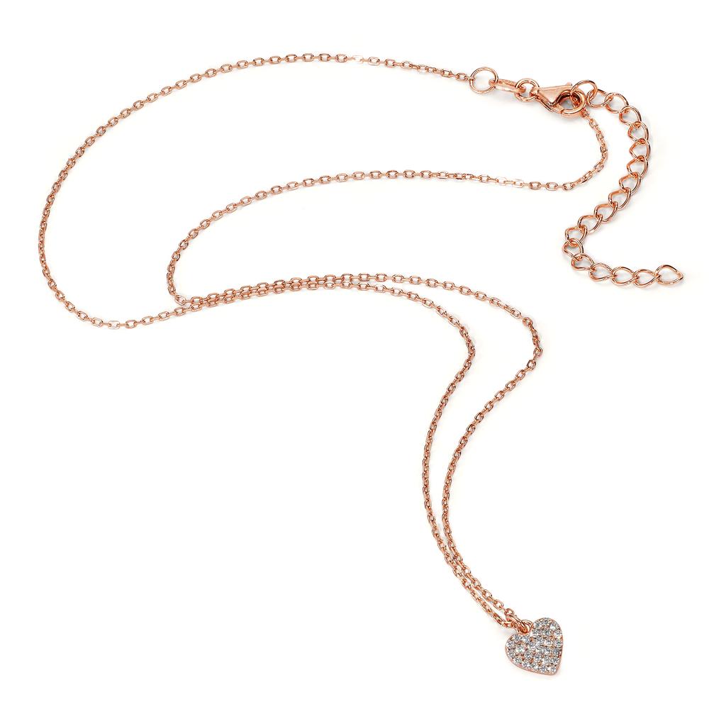 Collier Zilver Zirkonia Rosé Verguld Hart 39-44 cm