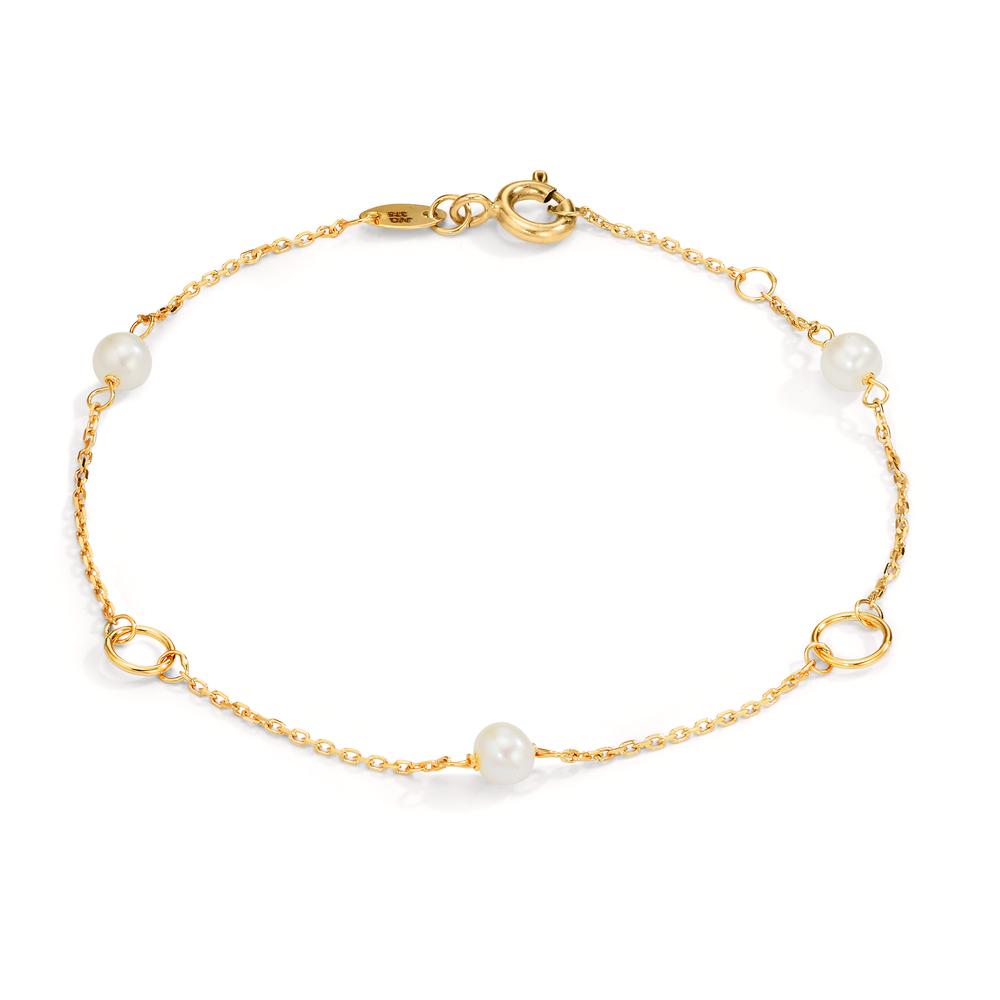 Armband 375/9 krt geel goud zoetwater Parel 17-18.5 cm