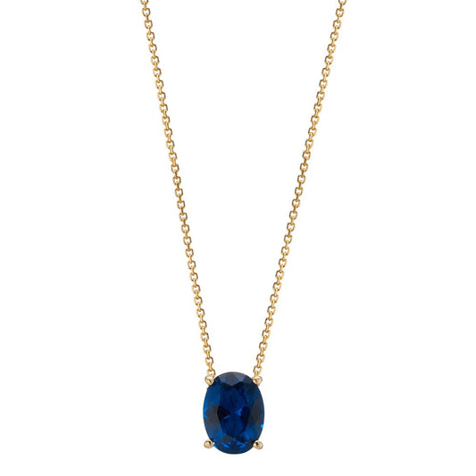 Collier 585/14K geel goud Zirkonia blauw 39-42 cm