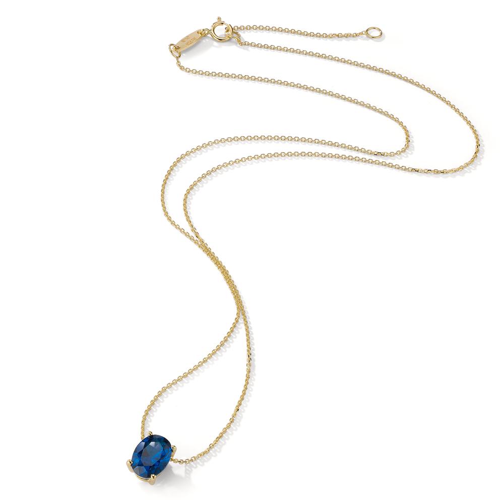 Collier 585/14K geel goud Zirkonia blauw 39-42 cm