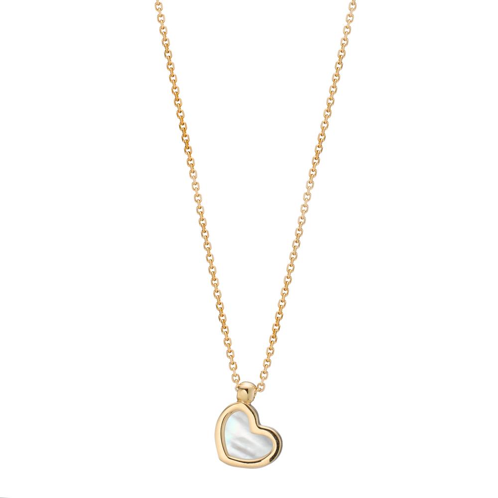 Collier 585/14K geel goud Parelmoer Hart 39-42 cm