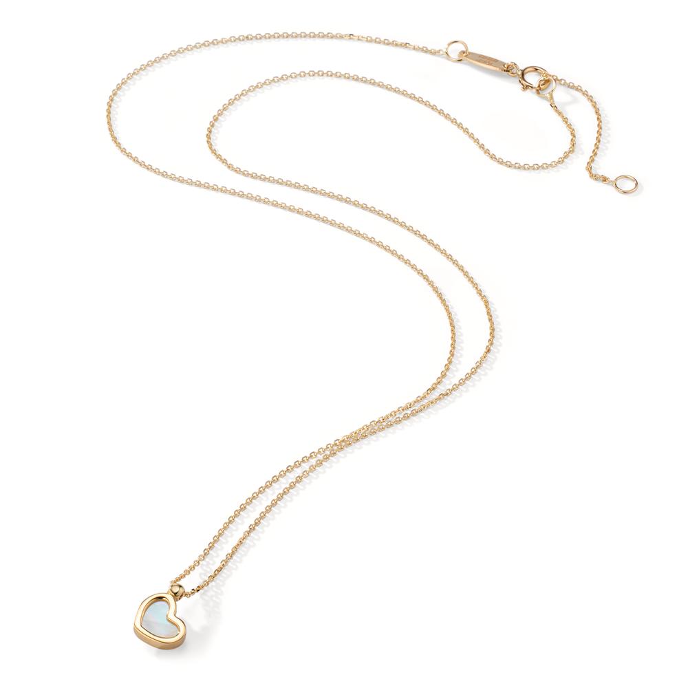 Collier 585/14K geel goud Parelmoer Hart 39-42 cm