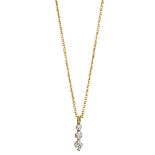 Collier 375/9K geel goud Zirkonia 3 Steen 42 cm