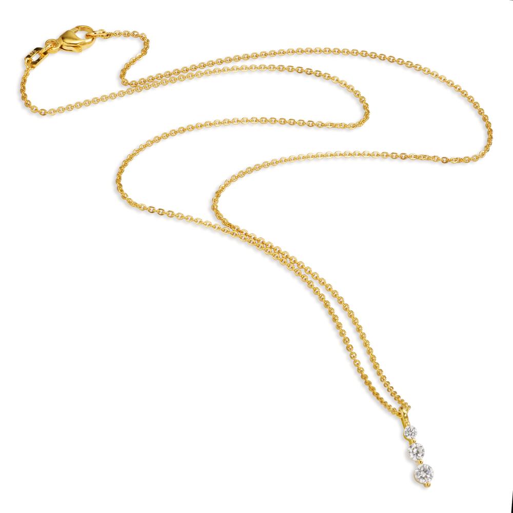 Collier 375/9K geel goud Zirkonia 3 Steen 42 cm