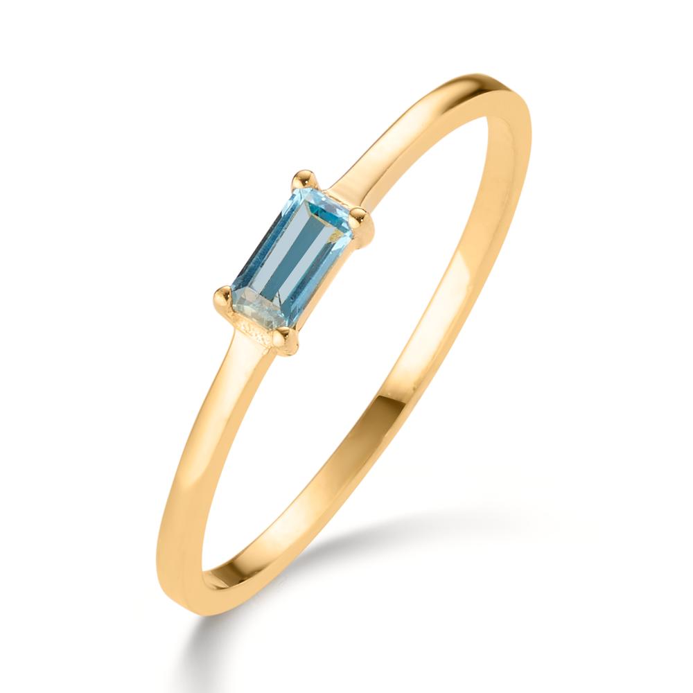 Ring 585/14 krt geel goud Topaas blauw, 0.15 ct