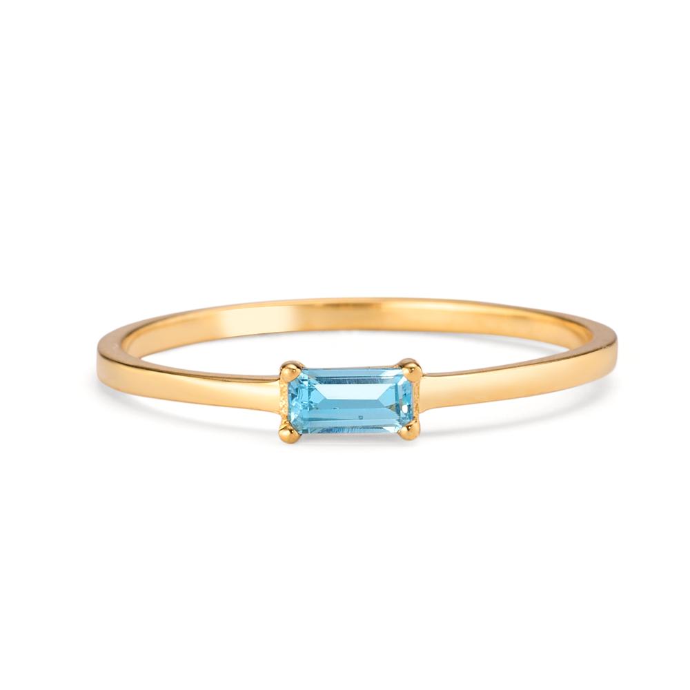 Ring 585/14 krt geel goud Topaas blauw, 0.15 ct