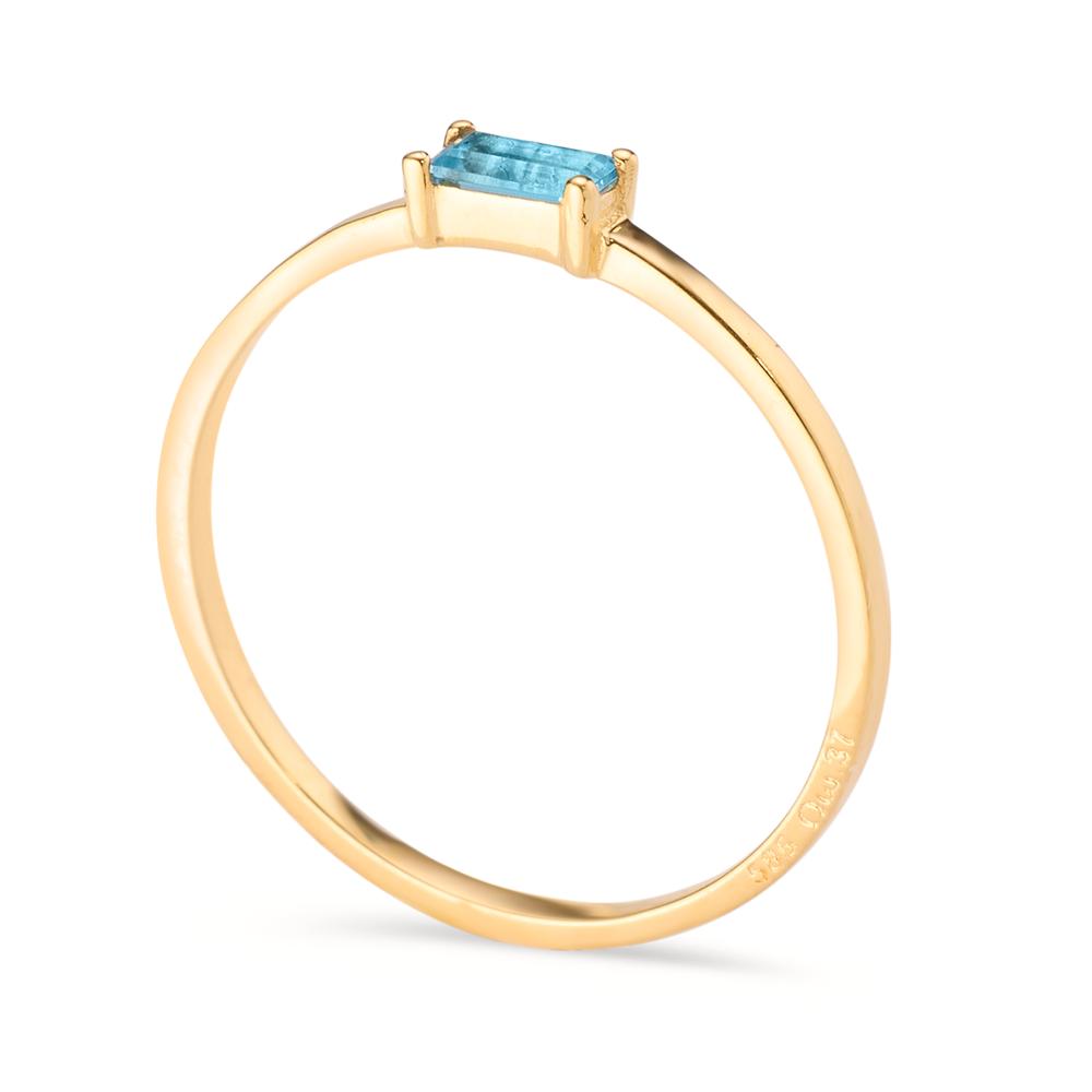 Ring 585/14 krt geel goud Topaas blauw, 0.15 ct