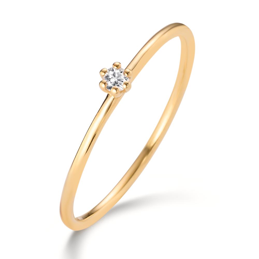 Solitaire ring 585/14 krt geel goud Diamant 0.034 ct, w-si