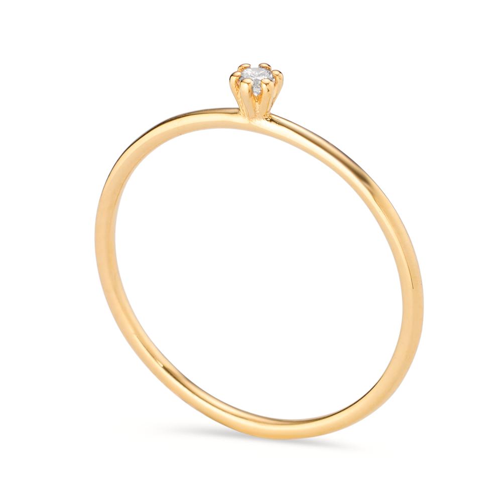 Solitaire ring 585/14 krt geel goud Diamant 0.034 ct, w-si