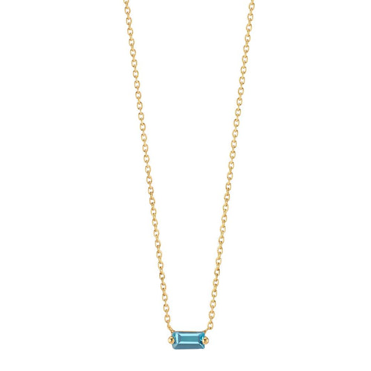 Collier 585/14K geel goud Topaas blauw, 0.15 ct 39-42 cm