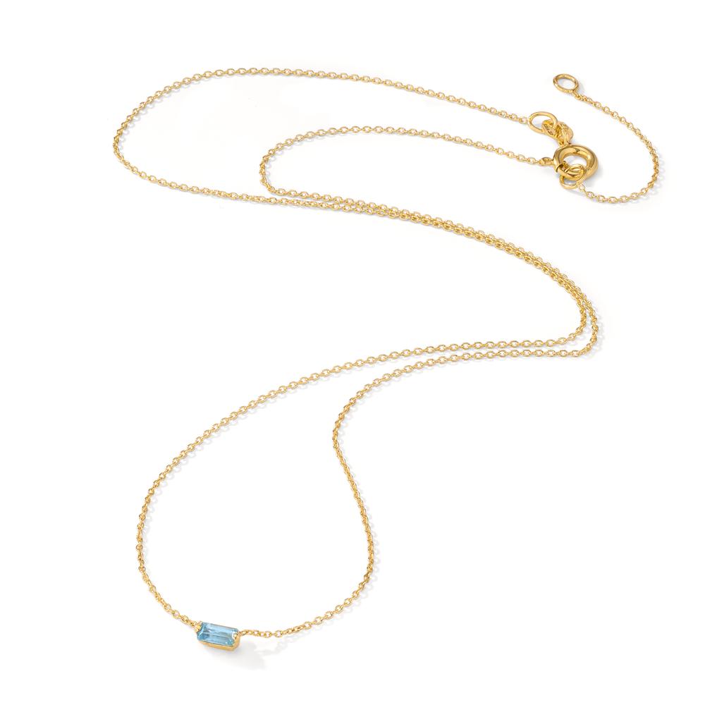 Collier 585/14 krt geel goud Topaas blauw, 0.15 ct 39-42 cm